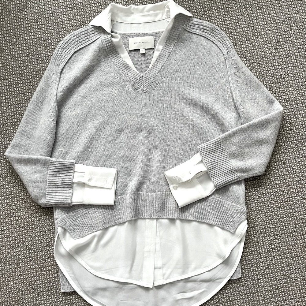 Brochu Walker Looker Layered VNeck Cashmere Sweater